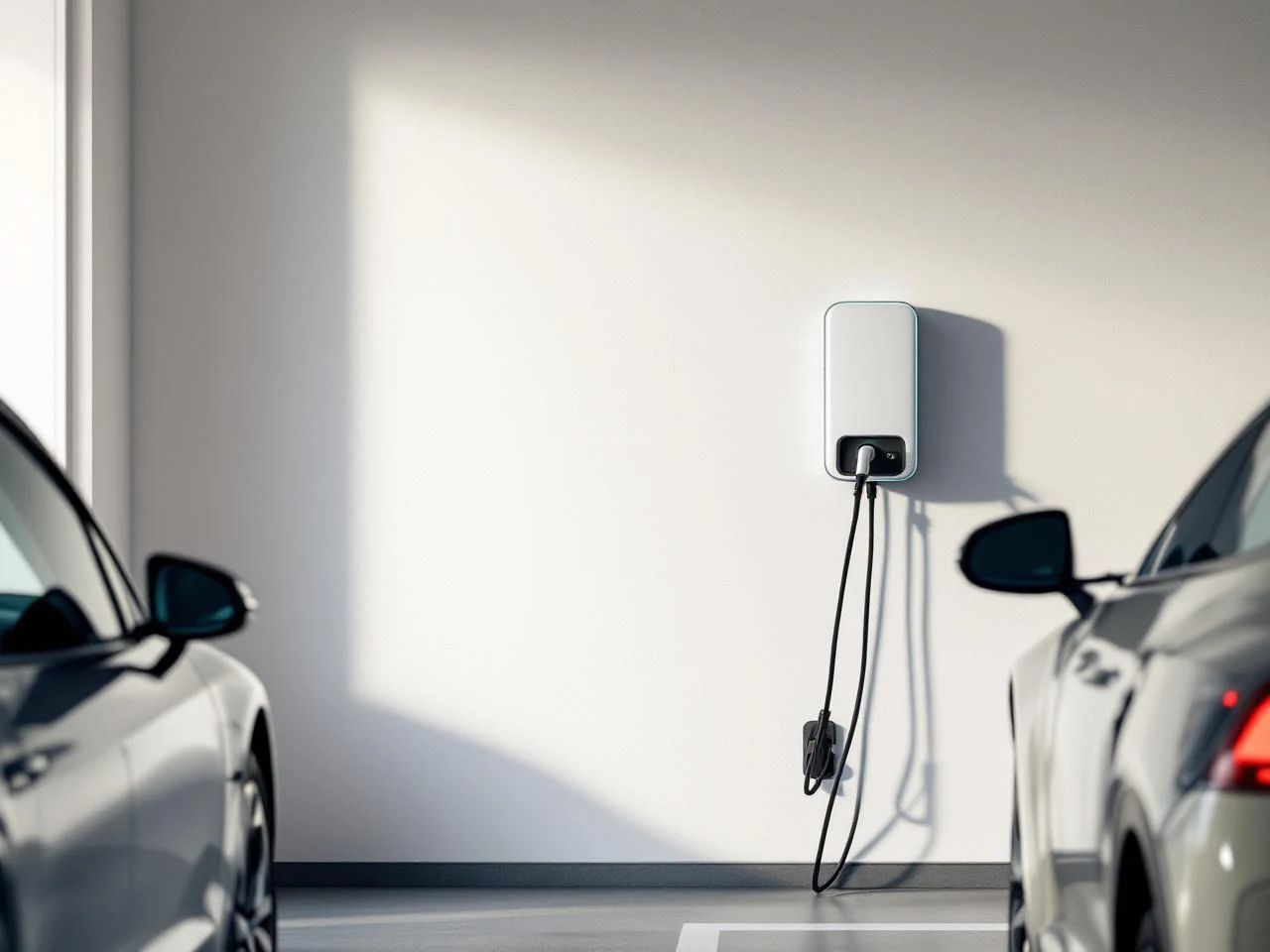 Wallbox murale moderne installée dans un garage individuel