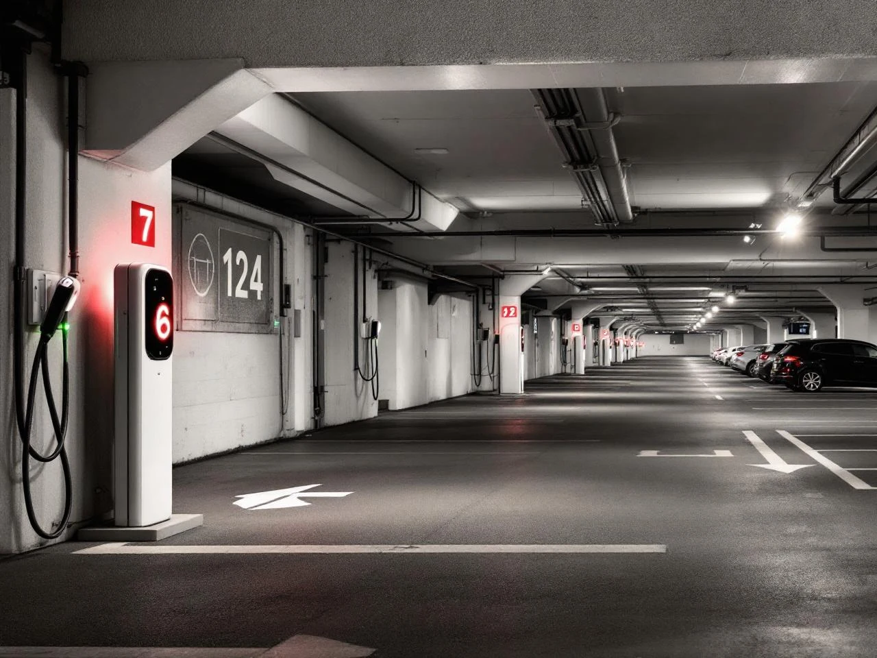 Bornes de recharge dans un parking souterrain de copropriété