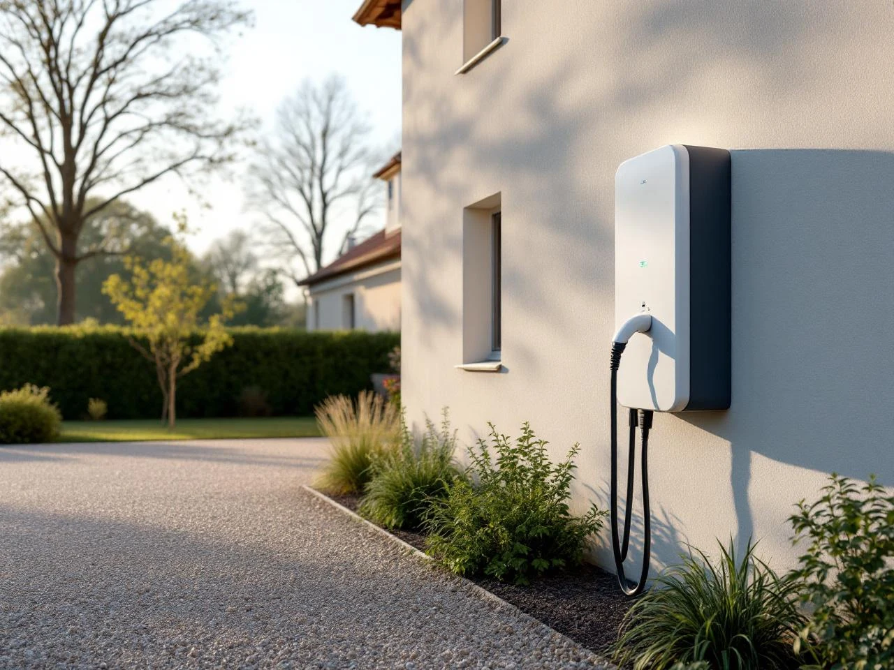 Borne 22 kW triphasée façade villa champenoise