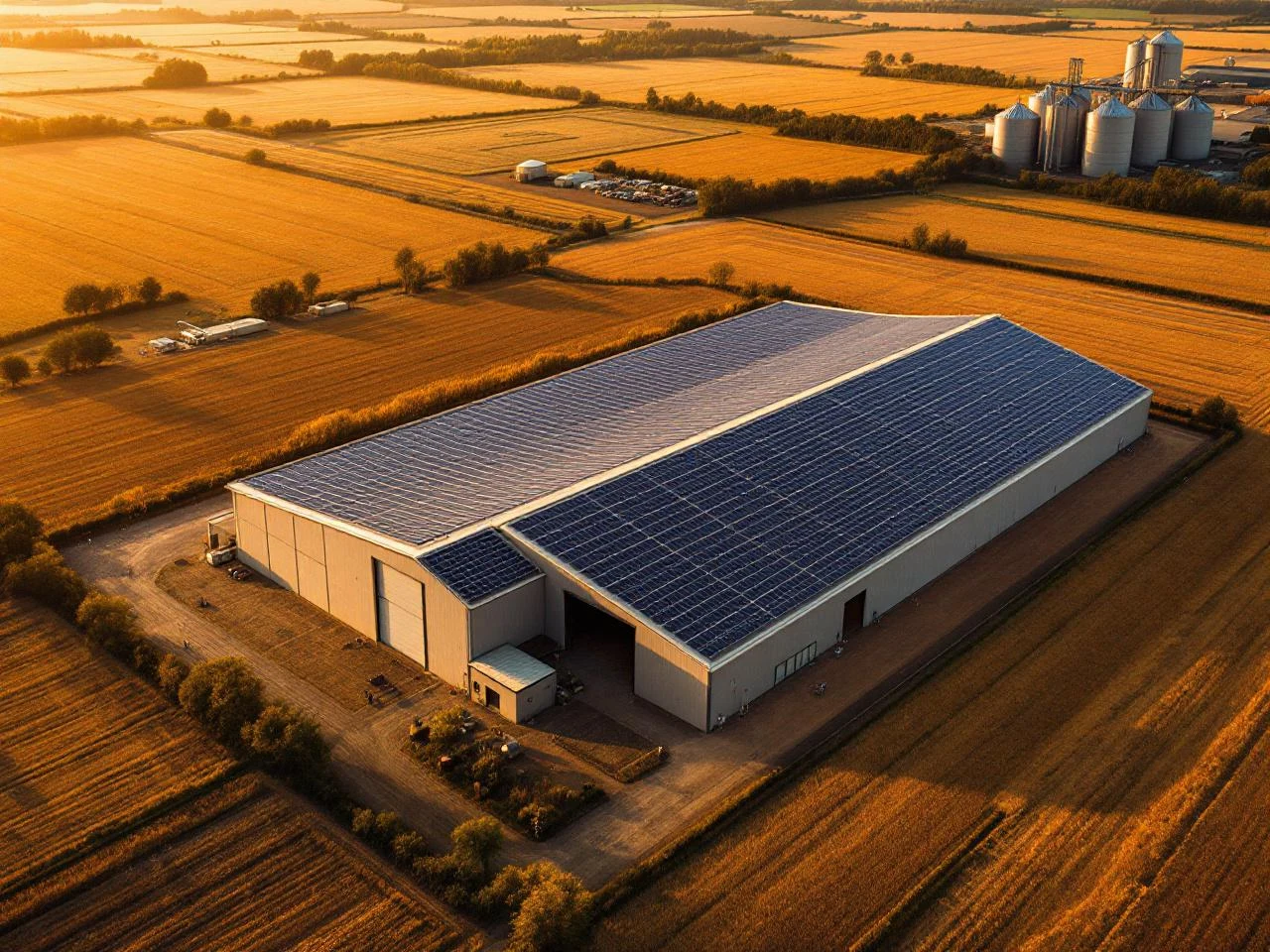 Hangar agricole de Beauce avec toiture solaire complète